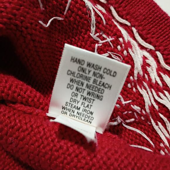 Christmas Cardigan Sweater Small Red Pearls Jewels Snowflakes Raglan-Sleeve - Picture 12 of 12